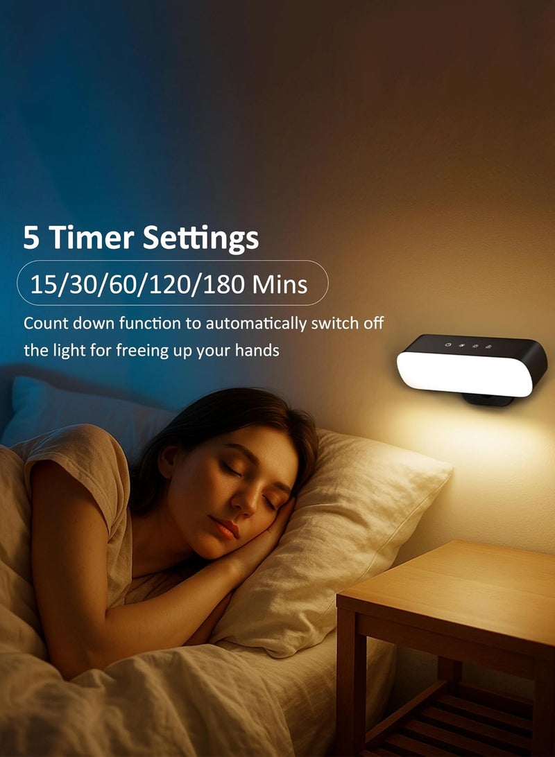 LOOPITYS LED Wall Lights with Remote, Rechargeable Wall Mounted Sconces with 2200mAh Battery,night light 3 Colors Temp & 9 RGB Ambient Sconce, 360° Rotation Cordless Wall Mounted Lamp for Bedroom (Black) - Image 5