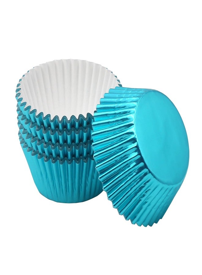Mombake Standard Aqua Blue Foil Cupcake Liners Muffin Baking Cups for Party and More, 100-Count - Image 5