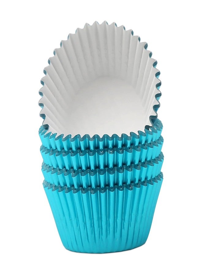 Mombake Standard Aqua Blue Foil Cupcake Liners Muffin Baking Cups for Party and More, 100-Count - Image 2