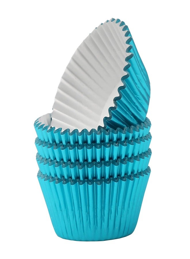Mombake Standard Aqua Blue Foil Cupcake Liners Muffin Baking Cups for Party and More, 100-Count - Image 3