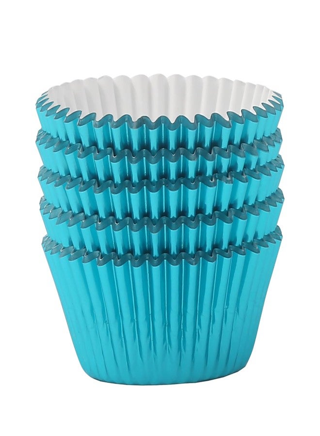 Mombake Standard Aqua Blue Foil Cupcake Liners Muffin Baking Cups for Party and More, 100-Count - Image 4