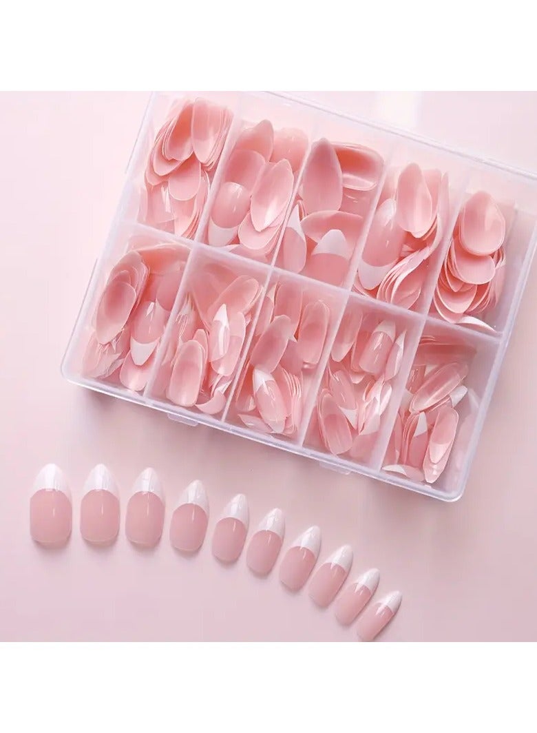 Goolsky 120pcs Boxed Fake Nails Set, Nude Pink & White French Manicure, Short Oval Ballet Nails, Pre-designed Press-on False Nail Tips for Easy DIY Manicure - Image 5