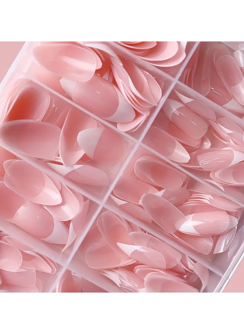 Goolsky 120pcs Boxed Fake Nails Set, Nude Pink & White French Manicure, Short Oval Ballet Nails, Pre-designed Press-on False Nail Tips for Easy DIY Manicure - Image 4