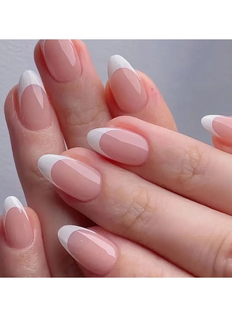 Goolsky 120pcs Boxed Fake Nails Set, Nude Pink & White French Manicure, Short Oval Ballet Nails, Pre-designed Press-on False Nail Tips for Easy DIY Manicure - Image 2