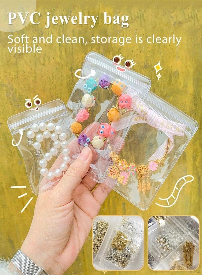 FBLXE 48Pcs PVC Jewelry Pouches Clear Zipper Bags Mini Transparent Plastic Portable Dustproof Bracelet Storage Bag Anti Oxidizing Earrings for Storage Jewelry Packing Bags (7x6 cm) (48 Pack) - Image 3