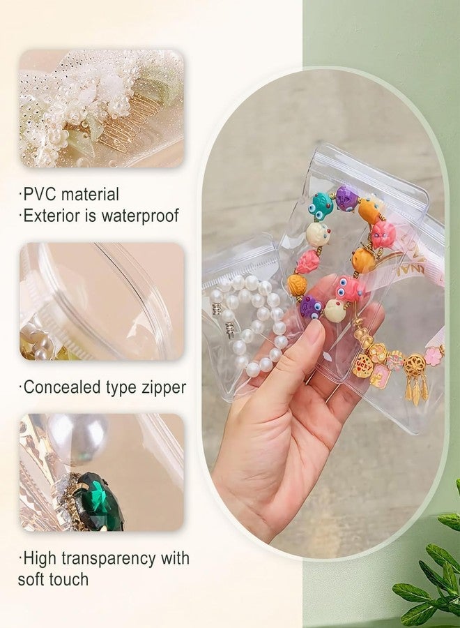 FBLXE 48Pcs PVC Jewelry Pouches Clear Zipper Bags Mini Transparent Plastic Portable Dustproof Bracelet Storage Bag Anti Oxidizing Earrings for Storage Jewelry Packing Bags (7x6 cm) (48 Pack) - Image 5