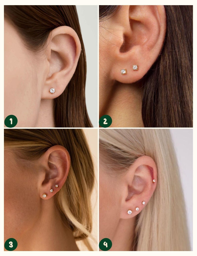 Kainier Women's 5 Pairs CZ Stud Earrings Simulated Diamond Round Warm Gold Plated Cubic Zirconia Hypoallergenic Ear Stud Setï¼ˆ5 Pairs) - Image 5