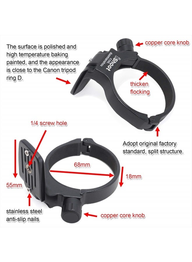 iShoot Tripod Mount Ring, iShoot Lens Collar Support Compatible with Canon EF 100mm f/2.8L Macro IS USM Lens (Replace Canon Tripod Mount Ring D), Built-in ARCA Type Camera Quick Release Plate for Tripod Head - Image 3