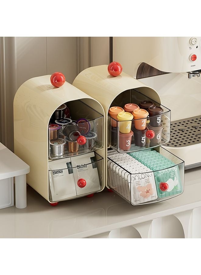 HOMESTAR 2PCS Tea Bag Storage Box, Tea Room Coffee Capsule Storage Rack, Office Bar Multi-layer Tea Leaf Organizer Box - Image 1