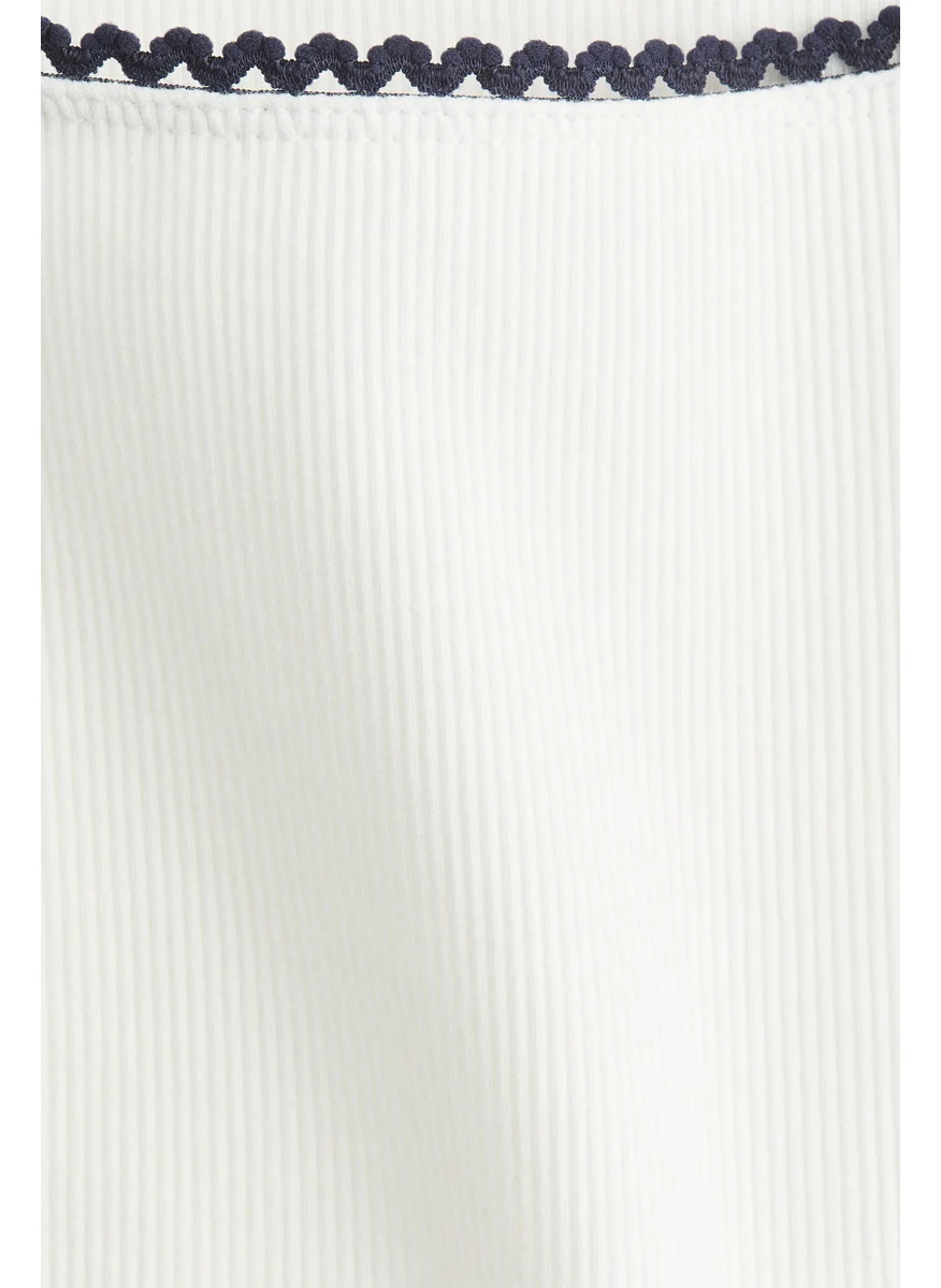 H&M Picot-Trimmed Ribbed Top