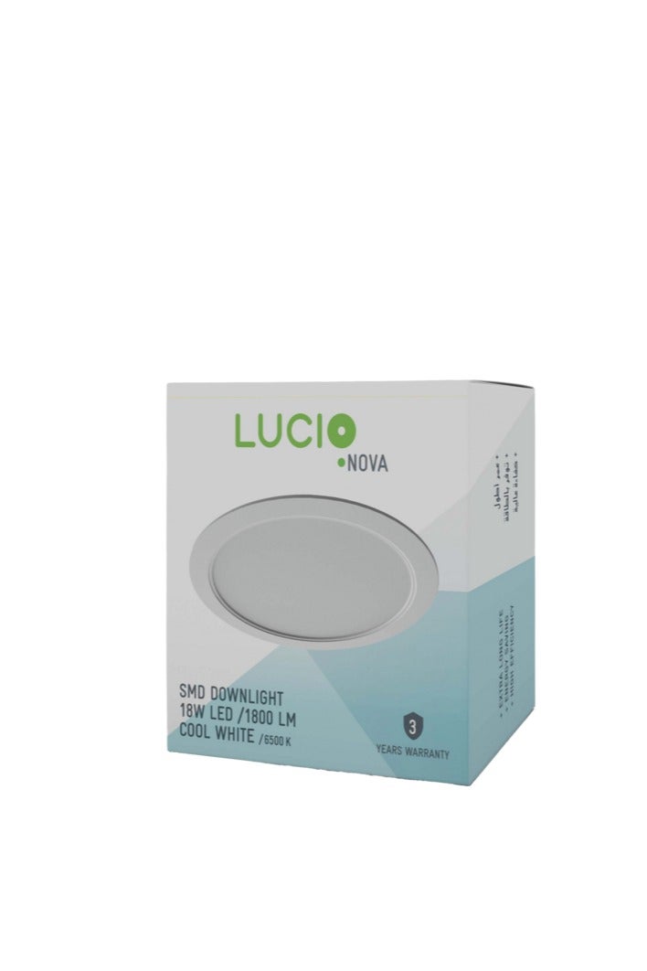 Lucio 18W 1800-Lumens High Efficiency Energy-Saving Downlight Cool White DR46c-18W-6500K