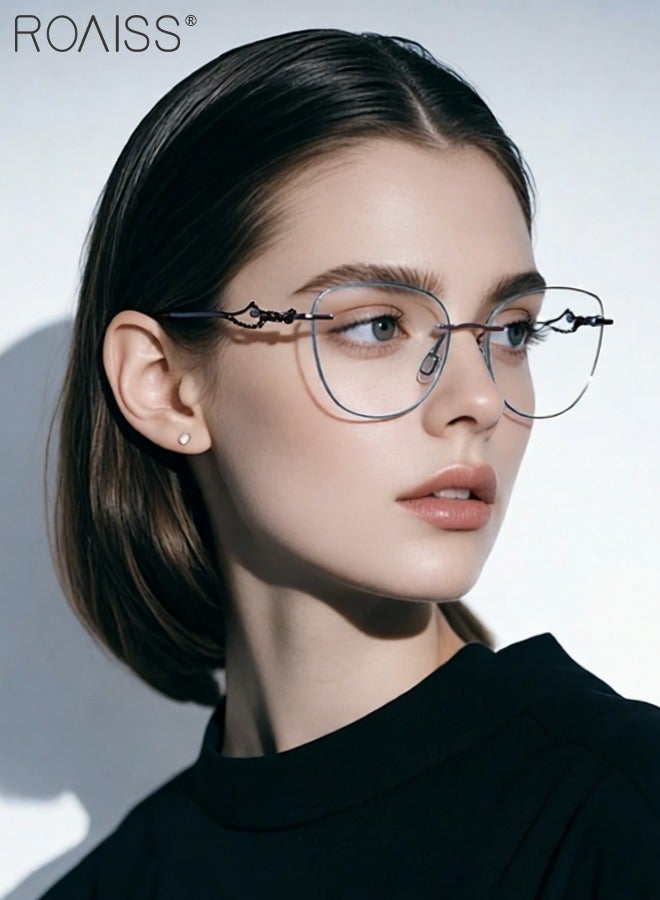 roaiss 2 in 1 Magnetic Polarized Clip-On Sunglasses Set, Blue Light Blocking Glasses with Magnetic Polarized Lenses, Multi-Function Glasses with Rhinestone Decor, Suitable for Women Day and Night Use - Image 2