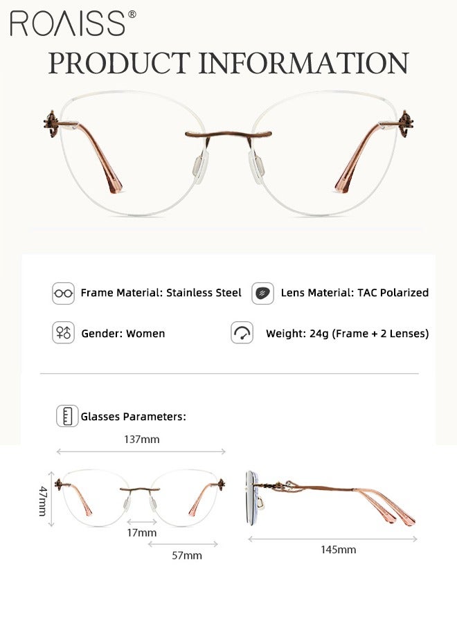 roaiss 2 in 1 Magnetic Polarized Clip-On Sunglasses Set, Blue Light Blocking Glasses with Magnetic Polarized Lenses, Multi-Function Glasses with Rhinestone Decor, Suitable for Women Day and Night Use - Image 3