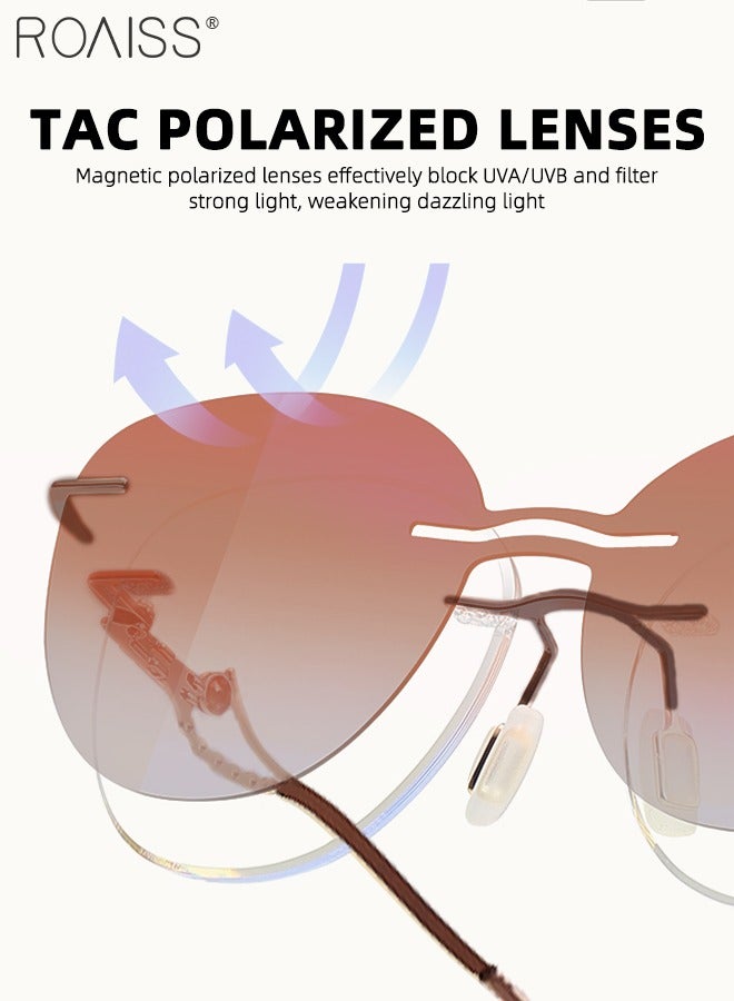 roaiss 2 in 1 Magnetic Polarized Clip-On Sunglasses Set, Blue Light Blocking Glasses with Magnetic Polarized Lenses, Multi-Function Glasses with Rhinestone Decor, Suitable for Women Day and Night Use - Image 4