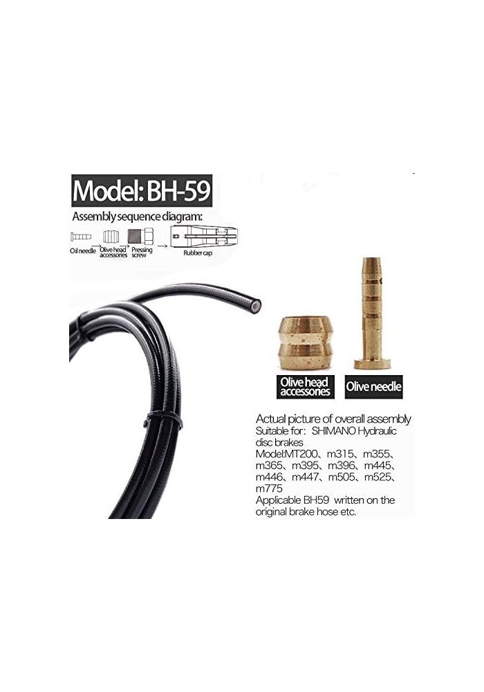 YBEKI Bicycle Brake Hose and Brass Connection Insert Kit - 2500mm Hydraulic Disc Brake Hose for Shimano BH59 BH90 Avid Sram Magura (Black) - Image 3
