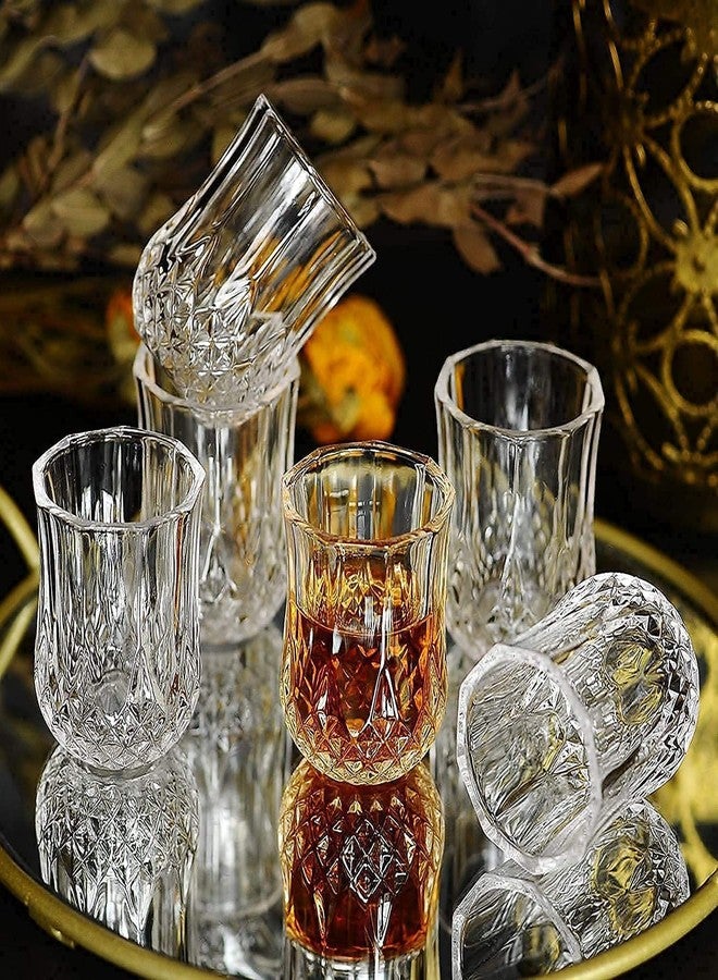 Kosh Fancy Design Crystal Clear Heavy Base Shot Glass for Vodka, Tequila, Liquor Shot, Wine Tasting, Cocktail Pour, Bar - (60 ml Approx) (Crystal Shape, Pack of 12) - Image 1