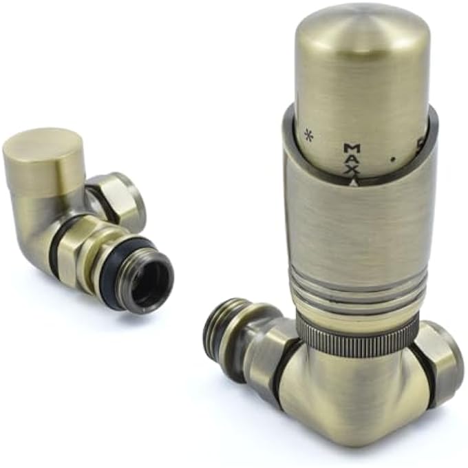 THERMOSTATIC RADIATOR VALVE CORNER TRV ANTIQUE BRASS  ZETA - Image 3