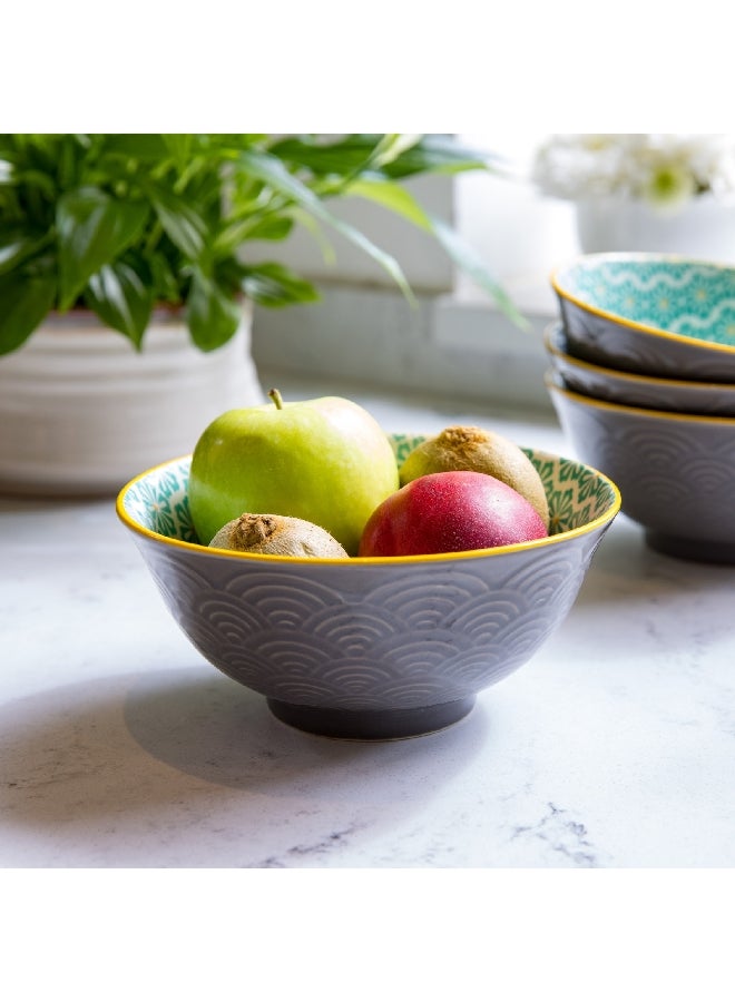 KitchenCraft Arched Design Food Safe Ceramic Bowl Multicolor 15.7 cm KCBOWL36 - Image 3