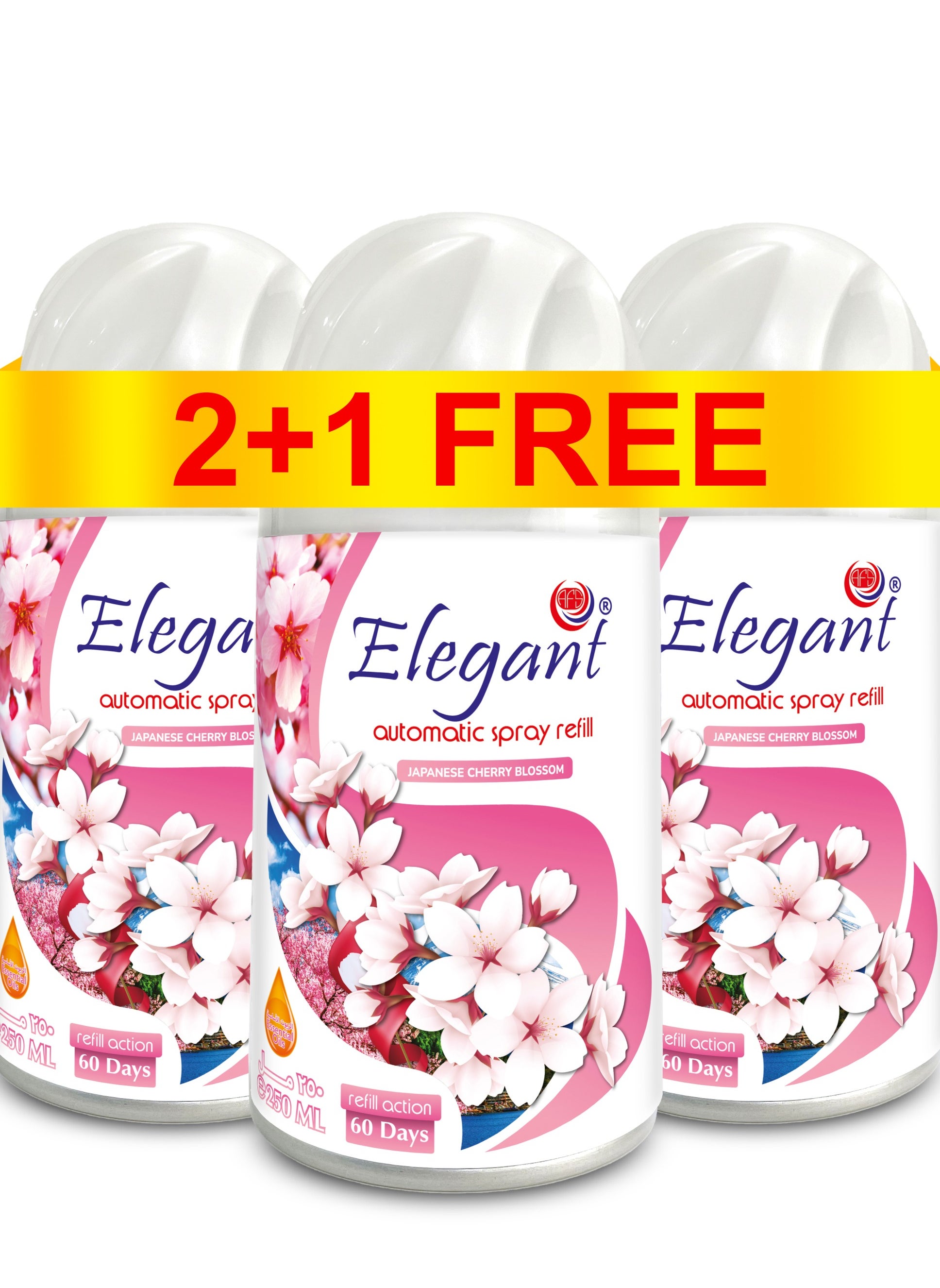 Elegant 3 Piece Japanese Cherry Blossom Automatic Refill Spray Set 250ml 