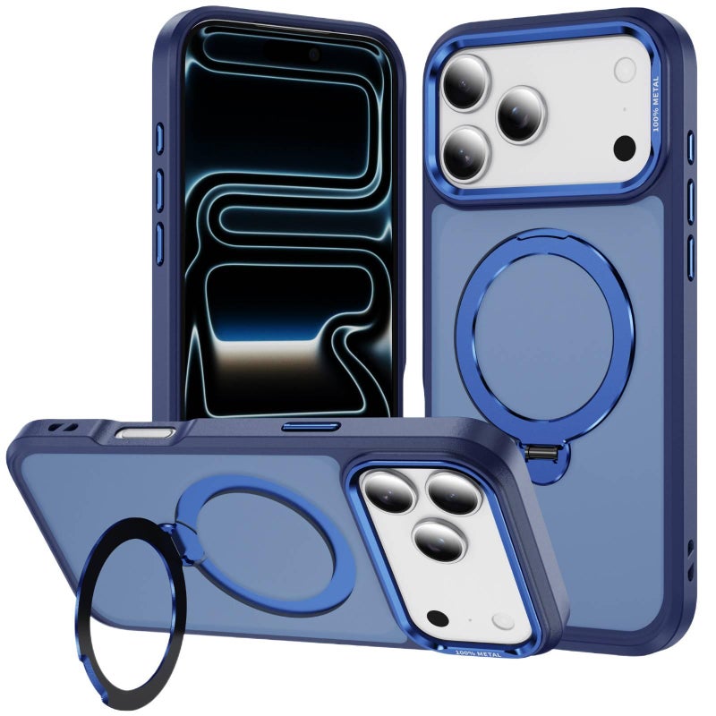 MagSafe iPhone 16 Plus Drop Protection PC Case for iPhone 16 16 Plus 16 Pro 16 Pro Max with 360° Rotating Kickstand in Black - Image 2