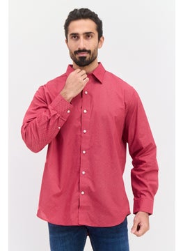 Van Heusen Men Regular Fit Allover Print Long Sleeves Dress Shirt, Red  - Image 1