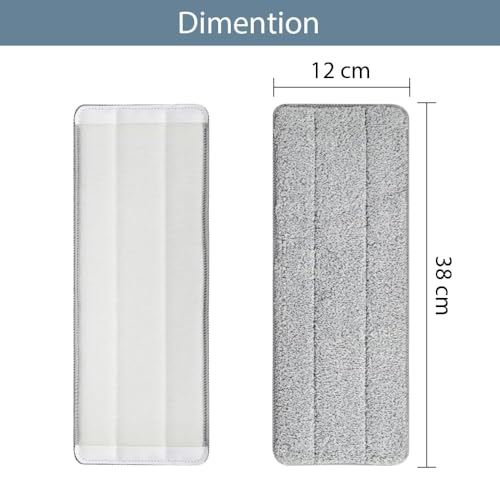 STELLIX Microfiber Large Mop Refill Pad: Washable, Fits Flat Mops, Ideal for Large Buckets (4 Pc, 38x12 cm) - Image 2