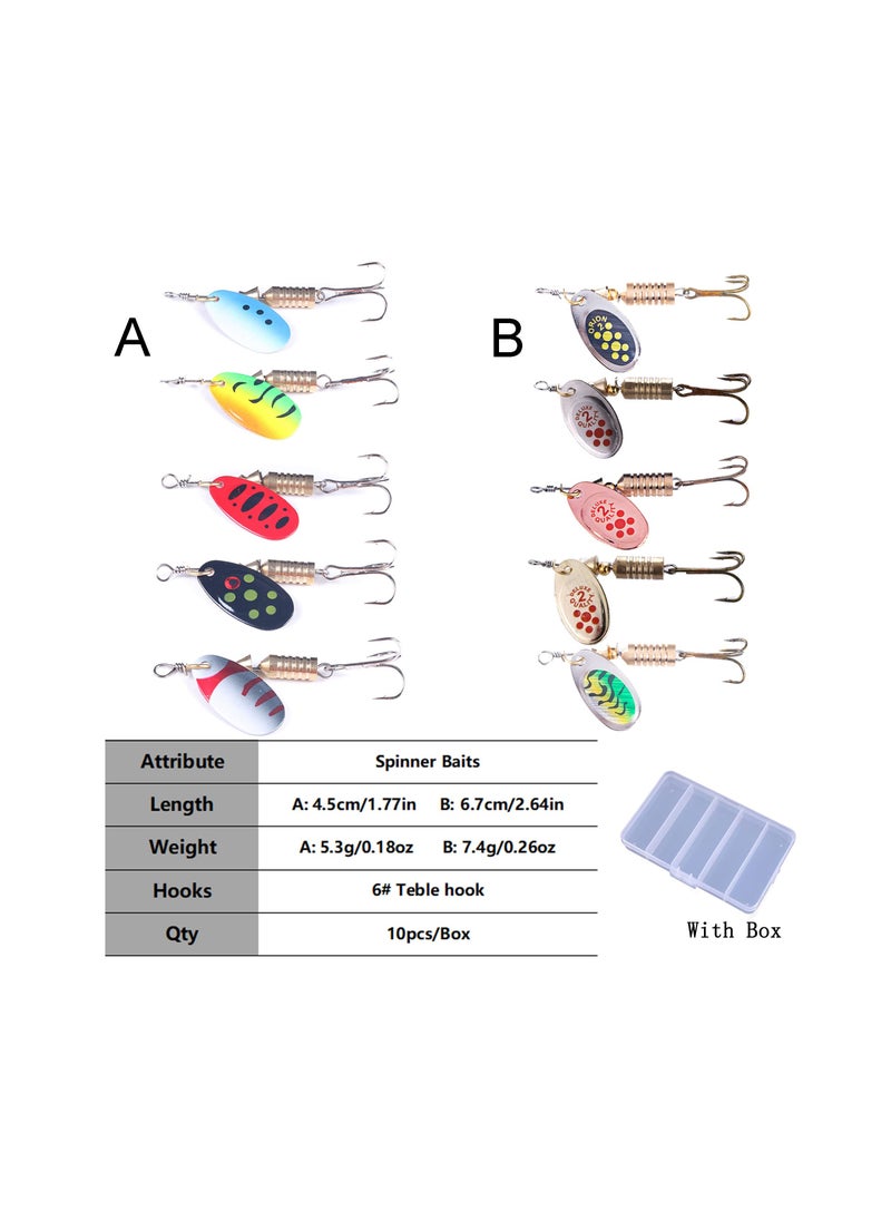KASTWAVE Trout Lures Spinner Baits Fishing Lures Kit for Bass Trout Spinners Lure with Tackle Box Spinnerbait for Freshwater Saltwater,Hard Metal Fishing Kit, 10pcs,Improve The Efficiency of Fishing  - Image 4