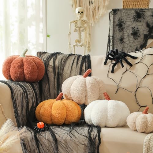 YRXRUS Thanksgiving Pumpkin Pillows, Green Pumpkin Shaped Throw Pillows Gifts, Fall Room Decoration, Small Cute Halloween Pillow, Teddy Fleece Small Cute 4x7 Inches Pillow for Natural Decor - Image 4