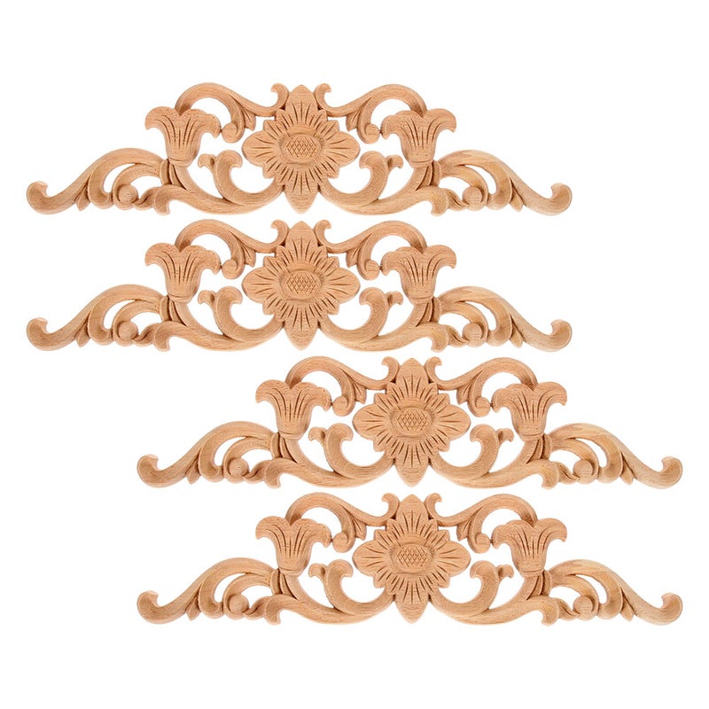 4pcs European Style Wood Carved Onlay Appliques For Furniture Decoration Unpainted Carving Decals For Wardrobe Cabinet Door - Image 5