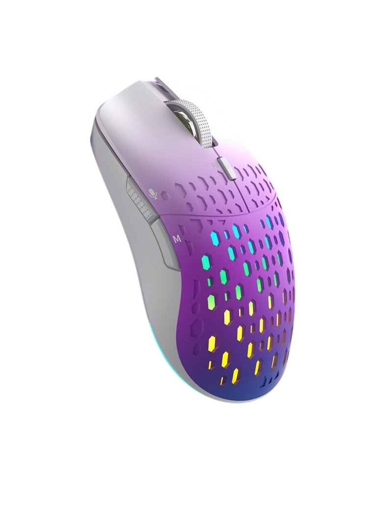 Generic AI Smart Mouse, Lightweight And Portable Gaming Mouse, Honeycomb Shell Design Wireless Bluetooth Mouse With RGB Backlight And Adjustable Dpi, (1pc, Purple And White) 