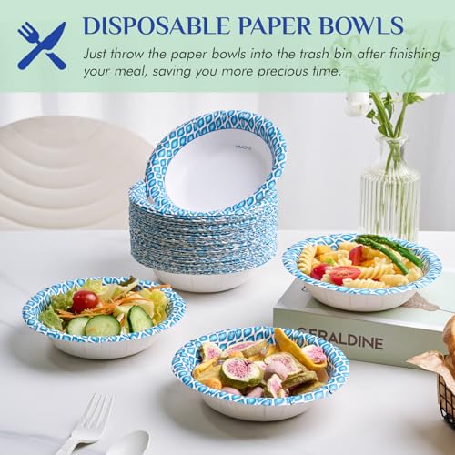 MUCHII 12 Oz Paper Bowls 200 Counts Disposable Bowls, Printed Soak Proof Small Bowls for Breakfast, Lunch, and Dinner Meals - Image 4