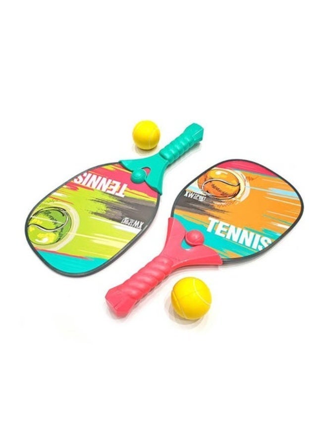 4basix Tennis Racket Set with 2 Balls Lightweight Durable Outdoor Sports Racquets Comfortable Non-Slip Grip for Training Practice Recreational Play Adult Exercise Kit High Visibility Design - Image 1