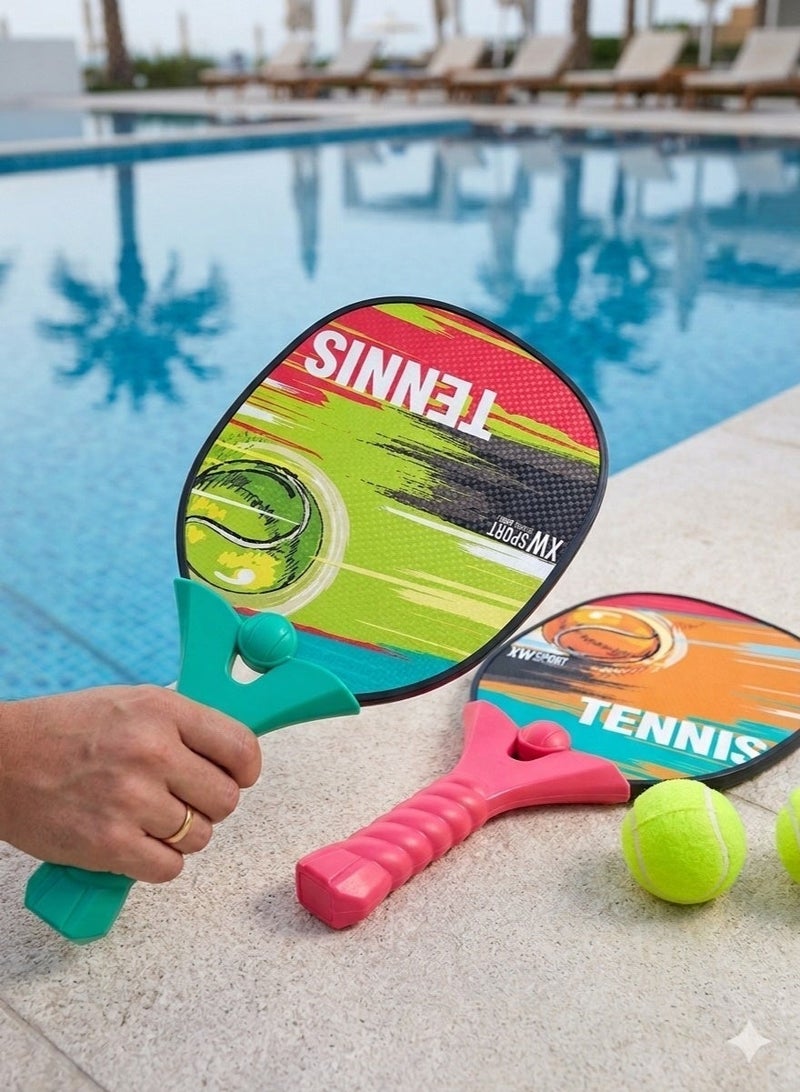 4basix Tennis Racket Set with 2 Balls Lightweight Durable Outdoor Sports Racquets Comfortable Non-Slip Grip for Training Practice Recreational Play Adult Exercise Kit High Visibility Design - Image 2