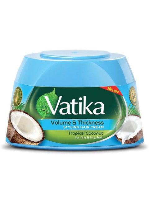 Vatika Naturals Tropical Coconut Styling Hair Cream | Volume & Thickness | Nourishing Vatika Oils | For Fine & Limp Hair 125ml