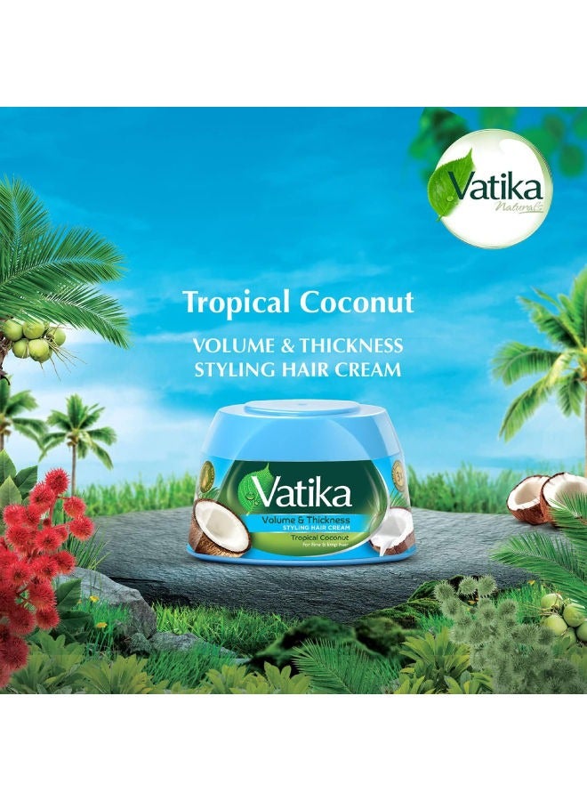 Dabur Vatika Naturals Tropical Coconut Styling Hair Cream | Volume & Thickness | Nourishing Vatika Oils | For Fine & Limp Hair 125ml - Image 2