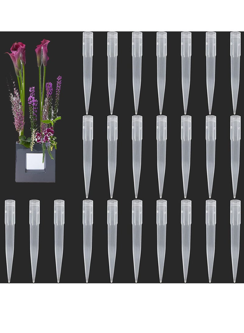 Luckam أنابيب ماء الزهور، 500 قطعة أنابيب/قوارير ماء زهور مدببة لترتيب الزهور، أنابيب ماء زهور بلاستيكية شفافة مع أعواد، أنابيب ماء زهور الورد مع أعواد مائية - Image 1