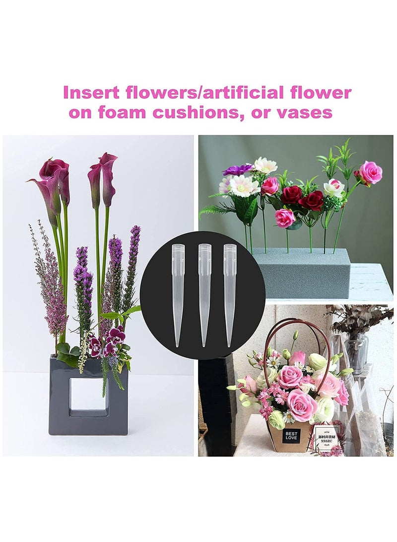 Luckam أنابيب ماء الزهور، 500 قطعة أنابيب/قوارير ماء زهور مدببة لترتيب الزهور، أنابيب ماء زهور بلاستيكية شفافة مع أعواد، أنابيب ماء زهور الورد مع أعواد مائية - Image 4