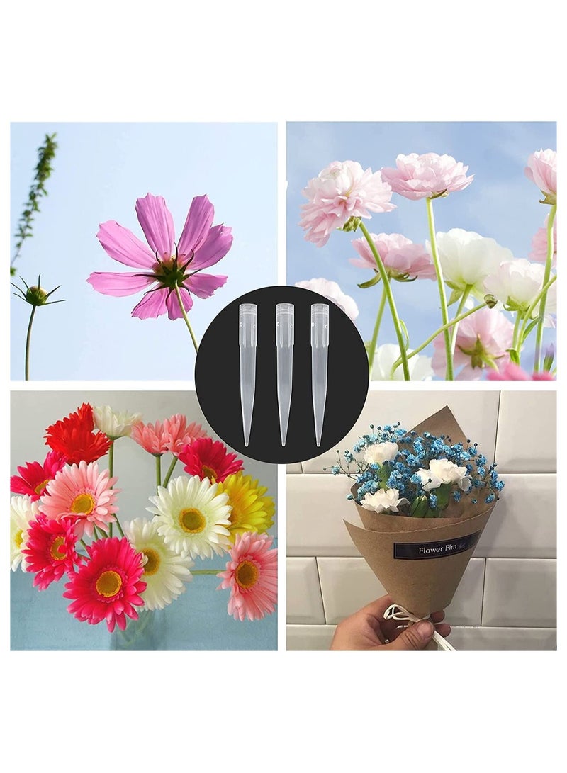 Luckam أنابيب ماء الزهور، 500 قطعة أنابيب/قوارير ماء زهور مدببة لترتيب الزهور، أنابيب ماء زهور بلاستيكية شفافة مع أعواد، أنابيب ماء زهور الورد مع أعواد مائية - Image 5
