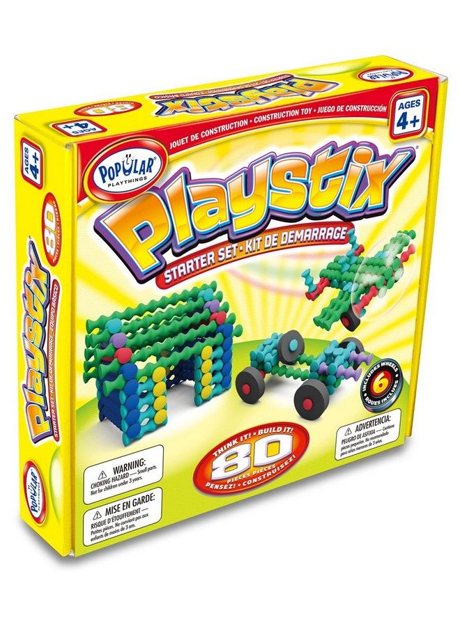 Popular Playthings Playstix Starter Set Construction Toy Building Blocks 80 Piece Kit - Image 2