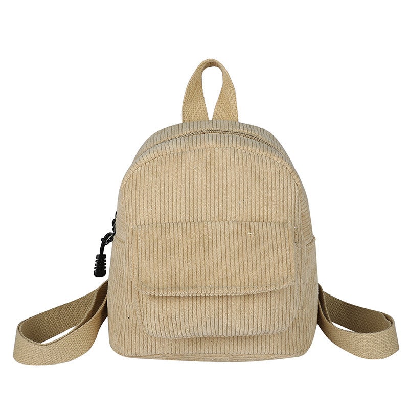 2022 Velvet Trendy Mini Backpack Retro Fashion Womens Bag Khaki 