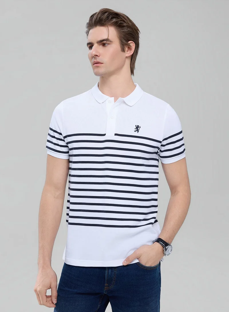 Men’s Cotton Slim Fit Stripe Polo