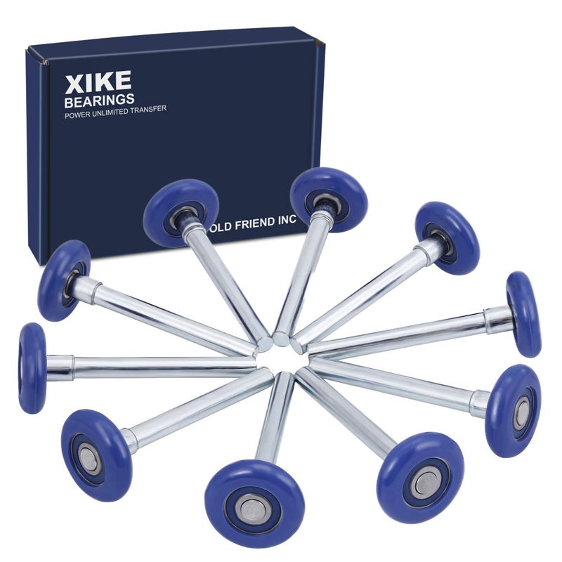 XiKe 10 Pack Blue 2" Nylon Garage Door Roller 4" Stem, Quiet/Durable and High Load, Use 6200-2RS Double Seals Precision Bearings. - Image 1