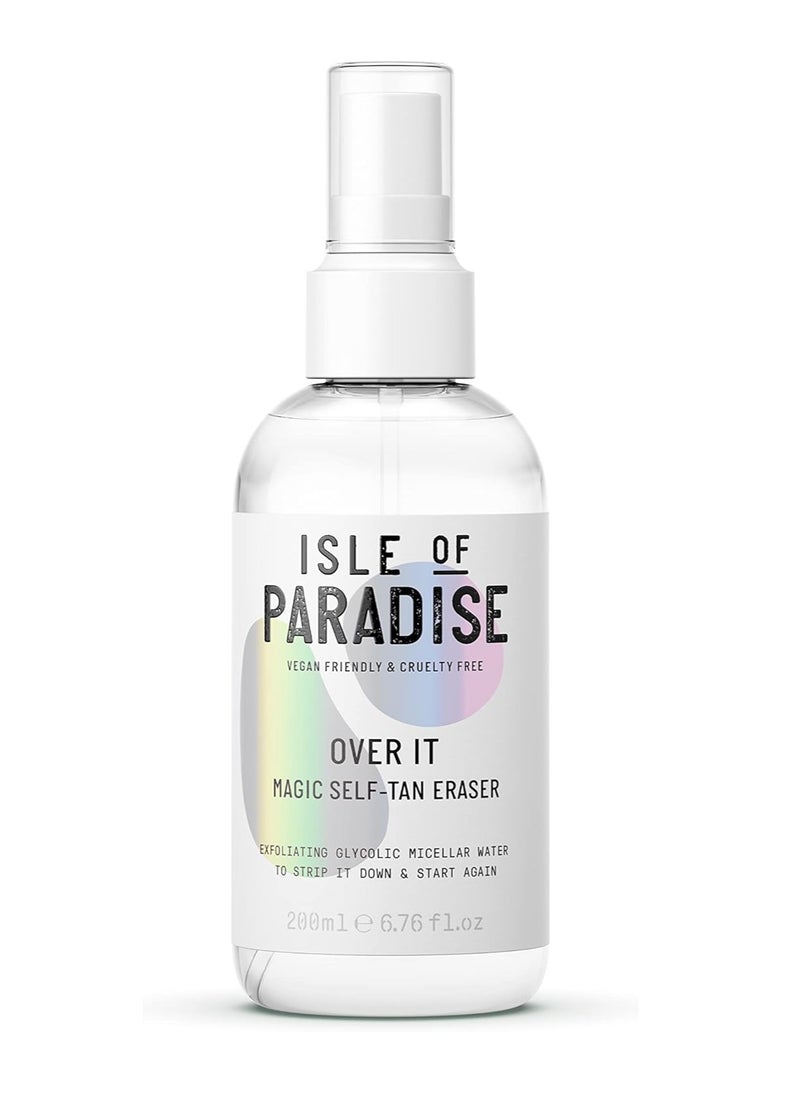 ISLE OF PARADISE OVER IT Self Tan Remover 200 ml Glycolic Acid and Micellar Water Self Tanning Eraser Vegan  - Image 1