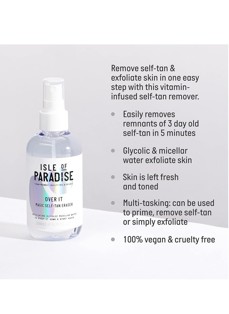 ISLE OF PARADISE OVER IT Self Tan Remover 200 ml Glycolic Acid and Micellar Water Self Tanning Eraser Vegan  - Image 3