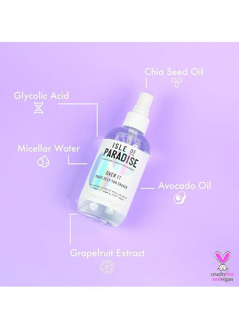 ISLE OF PARADISE OVER IT Self Tan Remover 200 ml Glycolic Acid and Micellar Water Self Tanning Eraser Vegan  - Image 4