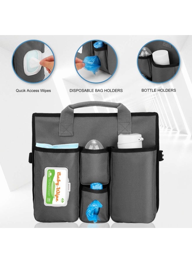 Collapsible Trunk Organizer And Diaper Changing Station Baby Diaper Caddy Organizer With Movable Dividers Easy To Reach For Back Seat Travel Car Organizer Waterproof Car Trunk Organizer Groceries - Image 3