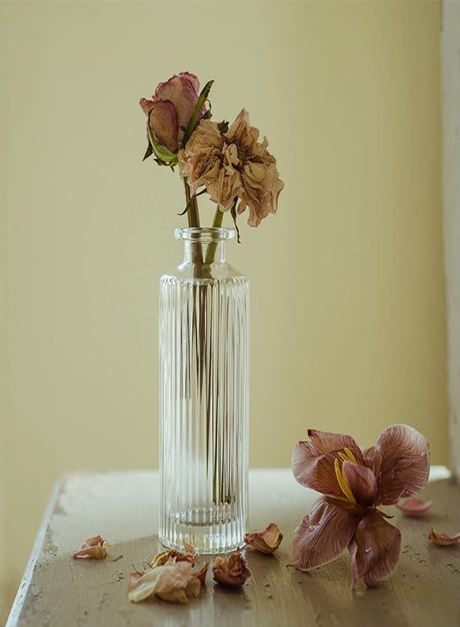 yaocoral Set of 2 Small Glass Vase for Centerpieces,Embossed Glass Bud Vase Hydroponic Vase,Mini Table Vase Clear Flower Vase Decorative for Wedding Farmhouse Party Home Decor(Clear 2) - Image 5