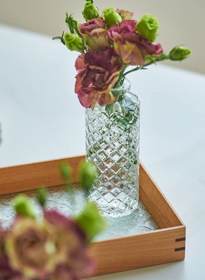 yaocoral Set of 2 Small Glass Vase for Centerpieces,Embossed Glass Bud Vase Hydroponic Vase,Mini Table Vase Clear Flower Vase Decorative for Wedding Farmhouse Party Home Decor(Clear 2) - Image 4