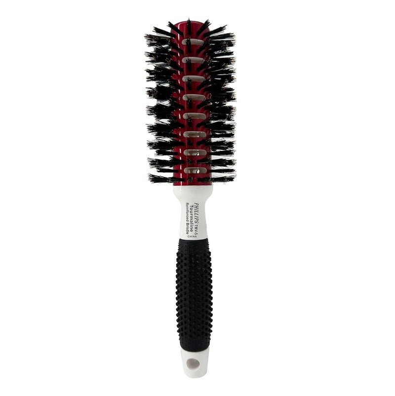 Phillips Brush Tourmaline Monster Vent 5 Professional Hair Brush 25 Diameter Barrel  Vented Hairbrush with Nylon Reinforced Boar Hair Bristles Beech Wood Handle with Rubber Grip