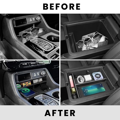 Neepiar 2PCS Center Console Organizer Compatible with 2023 2024 2025 Honda Pilot/ 2026 Honda Passport Armrest Tray Insert Divider Slot Box Secondary ABS Plastic Material Interior Accessories - Image 2